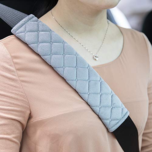 ROYAGO 2Pcs Car Seat Belt Pad Cover, 2-Pack Black Soft Car Safety Seat Belt Strap Shoulder Pad for Adults and Children,Helps Protect Your Neck and Shoulder (Gray)