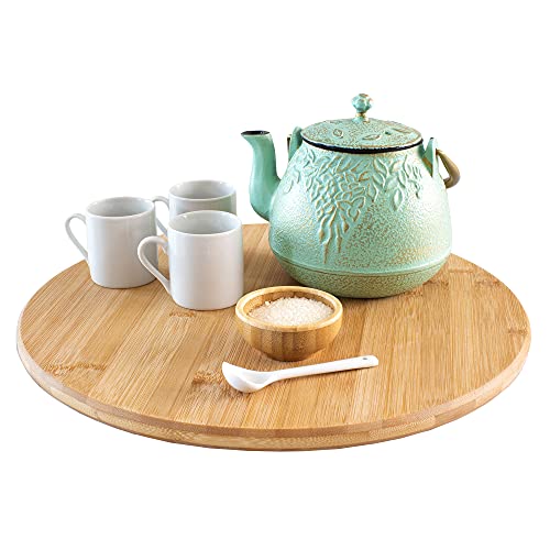 TB Home 14” Bamboo Wood Lazy Susan Organizer for Kitchen, Turntable for Cabinet, Countertop, Table or Pantry