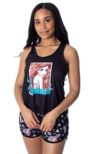 INTIMO Disney Little Mermaid Women's Ariel Total Catch Tank Top and Shorts Loungewear Pajama Set (Medium)