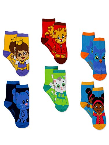 Daniel Tiger Neighborhood Toddler Boys Girls 6 pack Socks (Shoe: 7-10 (Sock: 4-6), Multicolor Crew)