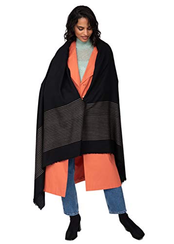 likemary Pashmina Shawl Wraps for Women - Black Wool Scarf Keeps Your Neck and Full Body Warm - Travel Wrap - Stripes Black Shawl