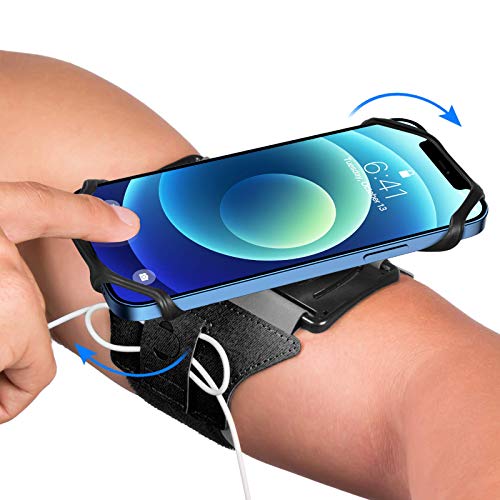 VUP Running Armband 360°Rotatable for iPhone 15/14/13/Pro Max/Pro/Mini/12/11/SE/Xs/XR/X/8/7/Plus, Fits All 4-6.7 Inch Smartphones, with Key Holder Phone Armband for Running Hiking Biking (Black)