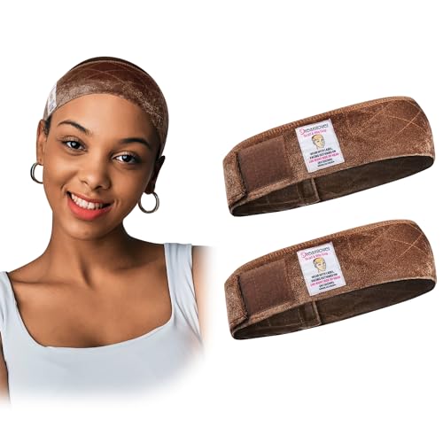 Dreamlover Wig Grip Headband, Velvet Wig Grip, Brown Wig Grip Band, 2 Pieces