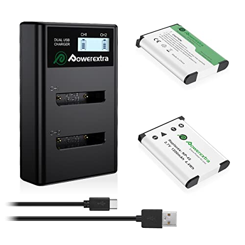 Powerextra NP-45 NP-45S NP-45A Battery1300mAhX2 and LCD Dual Charger Compatible with Fujifilm INSTAX Mini 90 FinePix XP20 XP30 XP 60 XP70 XP80 XP90 XP120 XP130 XP140 T360 T400 T500 T510 T550 T560