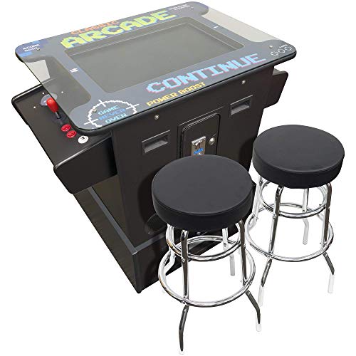 Creative Arcades Full Size Commercial Grade Cocktail Arcade Machine | 412 Games | 26' LCD Screen | 9' Riser | Square Glass Top | 2 Sanwa Joysticks | Trackball | 2 Stools Included | 3 Year Warranty