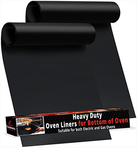 2 Pack Large Thick Heavy Duty Non Stick Teflon Oven Liners Mat, 17'x 25' BPA and PFOA Free, for bottom of Electric Oven Gas Oven Microwave Charcoal or Gas Grills