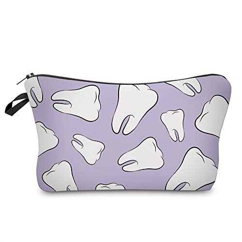 LOOMILOO Cosmetic Bag for Women, Adorable Roomy Makeup Bags Travel Water Resistant Toiletry Bag Accessories Organizer Cute Gifts (cute tooth 50175)