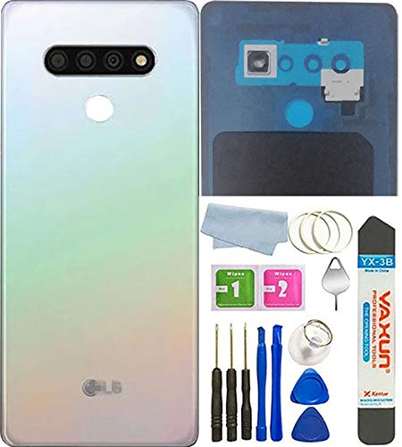 Stylo 6 Back Glass Cover Replacement Housing Door with Camera Lens Cover Tape Parts for LG Stylo 6 Q730 All Model + Tools (White)