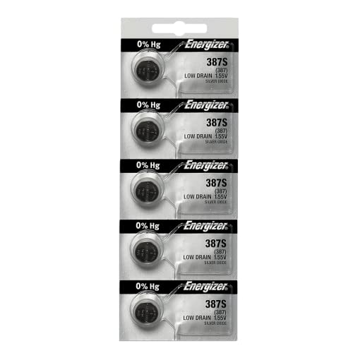 Energizer 387S Button Cell Silver Oxide Watch Battery Pack of 5 Batteries
