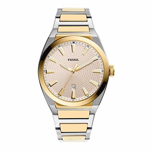 Fossil Men's Everett Quartz Stainless Steel Three-Hand Watch, Color: Gold/Silver (Model: FS5823)