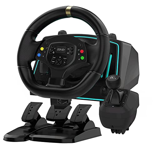 NBCP Racing Wheel, Gaming Steering Wheels 1080° Driving Sim Car Simulator with Pedals Clutch Paddle Gear Shifters for Xbox One/Xbox Series X S/ PS4/ PS3/ PC/Xinput/Xbox 360/ Switch/Android