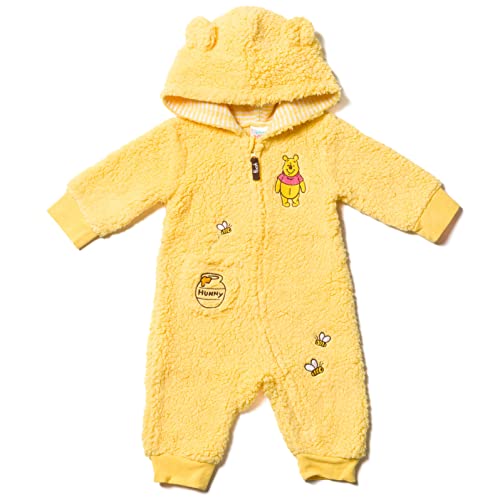 Disney Winnie the Pooh Newborn Baby Boys Zip Up Coverall Yellow 0-3 Months