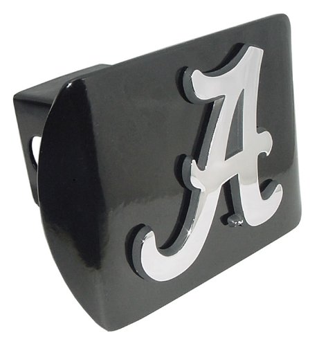 University of Alabama Crimson Tide Black with Chrome Plated Metal 'A' NCAA College Sports Trailer Hitch Cover Fits 2 Inch Auto Car Truck Receiver
