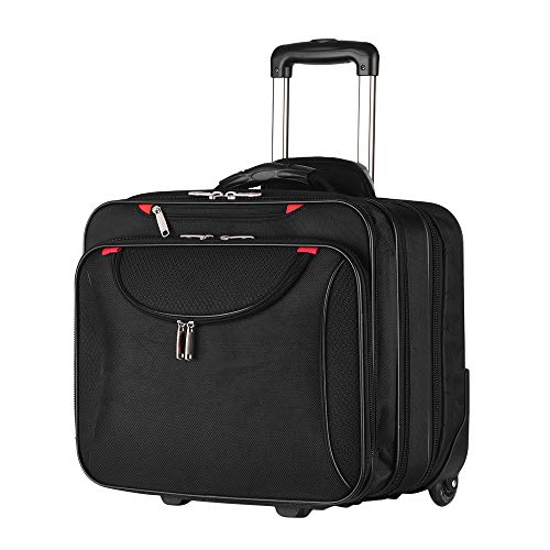 AirTraveler Rolling Briefcase Rolling Laptop Bag Computer Case with Wheels Spinner Mobile Office Carry On Luggage for 14.1in 15.6in Business Notebook for Women Men