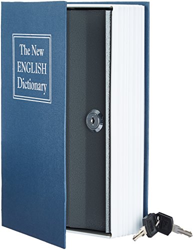 Amazon Basics Book Safe, Key Lock, Blue, Large