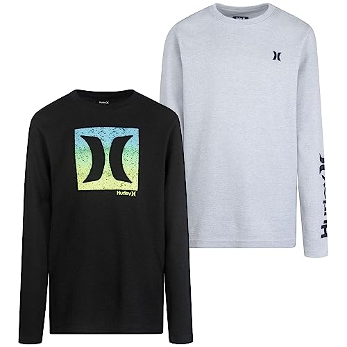 Hurley Boy's Long Sleeve Thermal T-Shirt 2 Pack (as1, Numeric, Numeric_7, Numeric_8, Regular, Sail/Black)