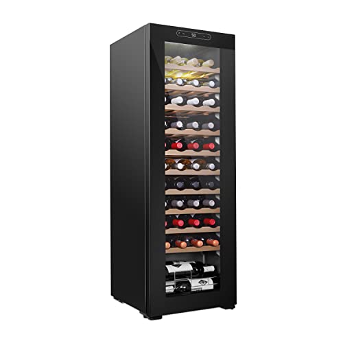 Schmecke 44 Bottle Compressor Wine Cooler Refrigerator | Large Freestanding Wine Cellar | 41f-64f Digital Temperature Control Wine Fridge For Red, White, Champagne or Sparkling Wine - Black