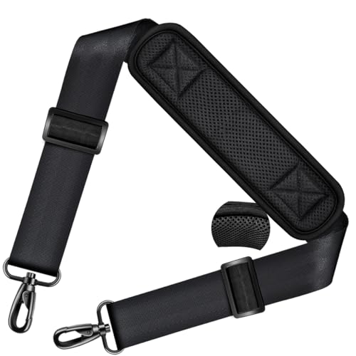 ZINZ Shoulder Strap 78' Universal Bag Strap with Ultra-Thick Fixed Padded and Dual Balanced Adjustable Buckles for Briefcase, Travel Bag, Sports Bags, Laptop Bag, Crossbody Bag, Black