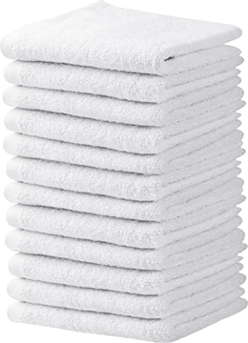 Towel and Linen Mart White Salon Towels, Pack of 12 (Not Bleach Proof, 16 x 27 Inches) Highly Absorbent Towels for Hand, Salon, Gym, Beauty, Spa, and Home Hair Care (White)