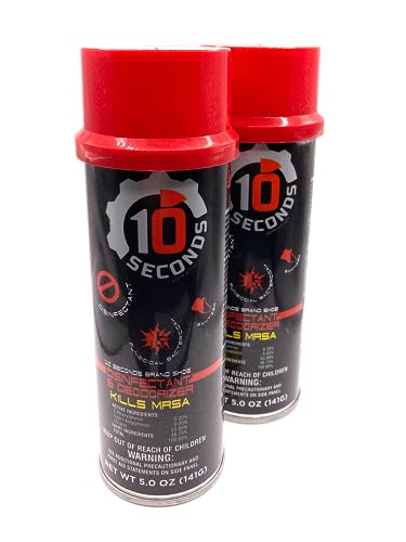 10 Seconds - Household Disinfectant Spray & Deodorizer - Great for Shoes and Gym Equipment! Superior Germ-Killing and Odor Elimination, Fights Staph, Athlete's Foot, Strep, MRSA. (Pack of 2)