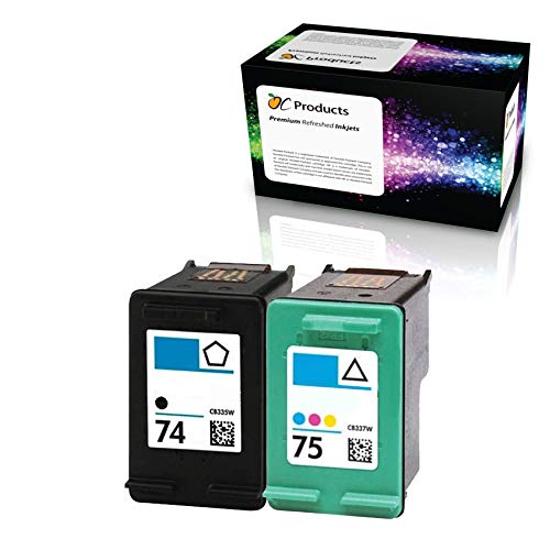 OCProducts Refilled Ink Cartridge Replacement for HP 74 75 for Officejet J6480 Photosmart C4400 C4380 C4500 Deskjet D4260 Printers (1 Black 1 Color)