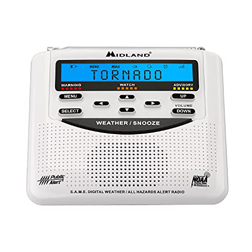 Midland - WR120B - NOAA Emergency Weather Alert Radio - S.A.M.E. Localized Programming, Trilingual Display, 60+ Emergency Alerts, & Alarm Clock (WR120B - Box Packaging)