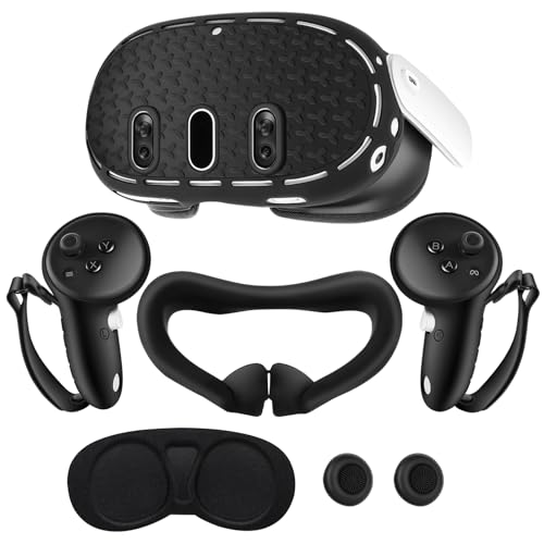 Compatible with Meta Quest 3 Accessories, Quest 3 Silicone face Cover,VR Shell Headset Cover, Controller Grips Cover for Quest 3,Protective Lens Cover,Silicone Cover Set for Meta Quest 3