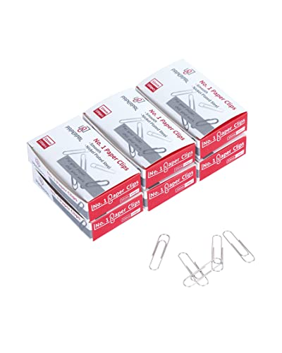 PAPERPAL #1 Smooth Paper Clips, 600 Medium Paper Clips (6 Boxes of 100 Each), Paperclips for Office School & Personal Use, Daily DIY, 1-2/7' Silver Paper Clip Standard Size (No. 1 Paper Clips, Smooth)