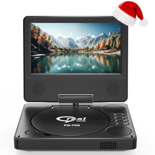 9.5' Portable DVD Player with 7.5' Swivel Display Screen, 5-Hour Built-in Rechargeable Battery, Car DVD Player,Supports SD Card/USB/CD/DVD and Multiple Disc Formats, High Volume Speaker,Black……