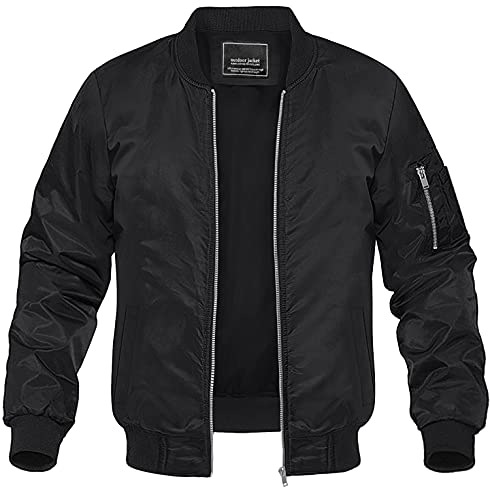 MAGNIVIT Mens Varsity Jackets Black Bomber Jackets Men Windproof Jackets Men Casual Jackets Men Spring Jackets Letterman Jacket