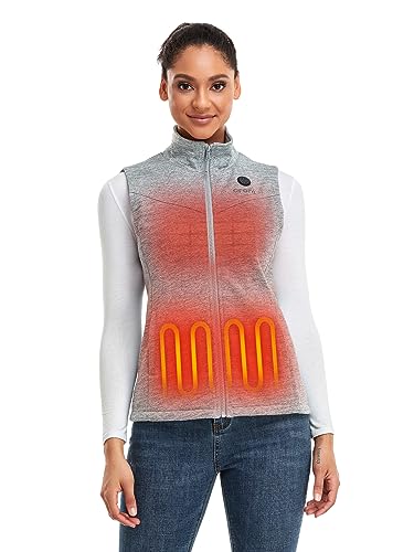 ORORO Women's Heated Vest with Battery - Electric Fleece Vest Base Layer (Grey,S)