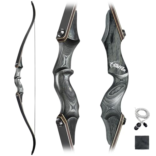 Obert Original Black Hunter Takedown Recurve Bow 60inch with Bamboo Core Limbs Archery Hunting Target Practice