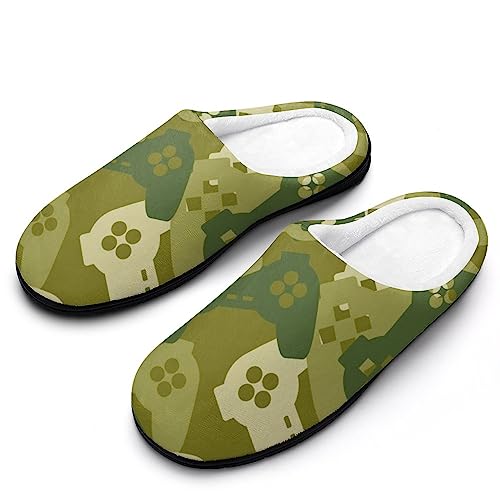 Camouflage Gamepad Game Mode on Women's Cotton Memory Foam Slippers House Washable Shoes