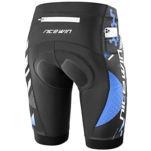 Men's Cycling Shorts Anti-Slip Leg 4D Padded Bike Shorts with 3-Pockets Breathable Biking Bicycle Motorcycle Half-Pants Blue XL