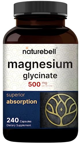 NatureBell NatureBell Magnesium Glycinate Capsules 500mg | 240 Count, 100% Chelated & Purified, 3rd Party Tested, Non-GMO & Gluten Free