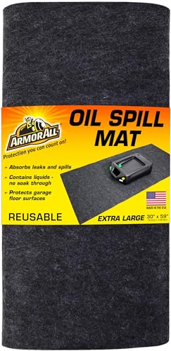Armor All Premium Oil Spill Mat, Garage Floor Maintenance Mat (30' x 59'), Absorbent Oil Pad, Reusable, Washable, Durable, Waterproof Backing Contains Liquids, Protects Surface (USA Made)