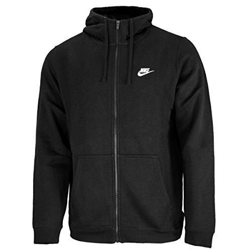 Nike Men's Sportswear Full Zip Club Hoodie, Black/Black/White, Medium