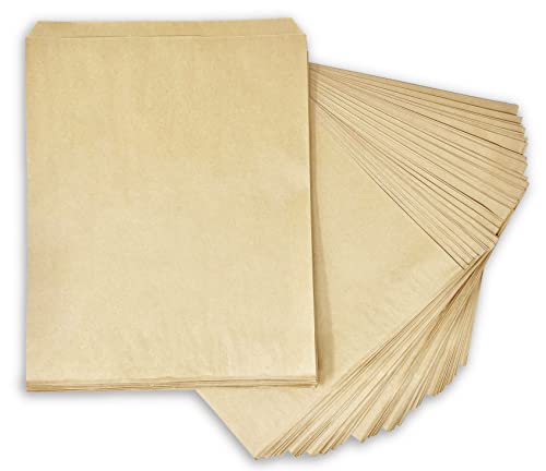 Flexicore Packaging Flat Brown Kraft Paper Bags Size: 12 Inch Wide X 15 Inch High | Count: 100 Bags | Color: Brown