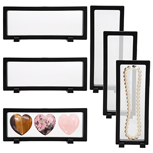 Dicunoy 6 PCS 3D Floating Display Case, Coins Display Stand Holder for Jewelry, Large Suspension Money Frame Box for Dollar Bill, Medallions, Fossils, Rocks, Stamps, 9' x 3.54' x 0.75'