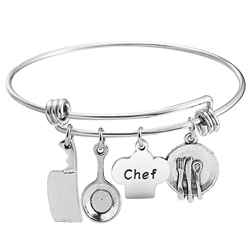 KUIYAI Chef Bracelet Cooking Charms Bangle Culinary Graduation Gift (chef bracelet)