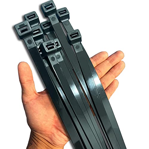 Black Zip Ties Heavy Duty 20 Inch Outdoor, 250lb Extra Large Cable Tie Wraps Long Plastic Wire Ties Wide Big Strong Thick Zipties 40 Pack