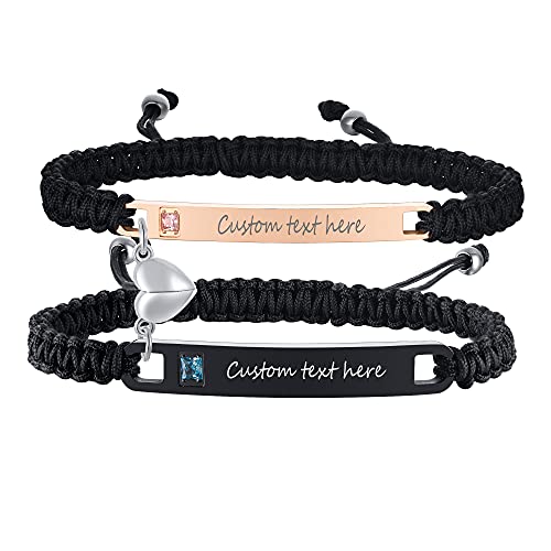 MEALGUET Personalized Couple Bracelet Customized Couple Bracelets Set Mutual Attraction Custom Name Relationship Bracelet Personalized Gift for Men Women, Handmade