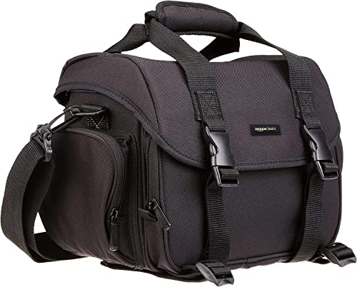 Amazon Basics Large DSLR Gadget Bag, Black with Orange Interior, Solid