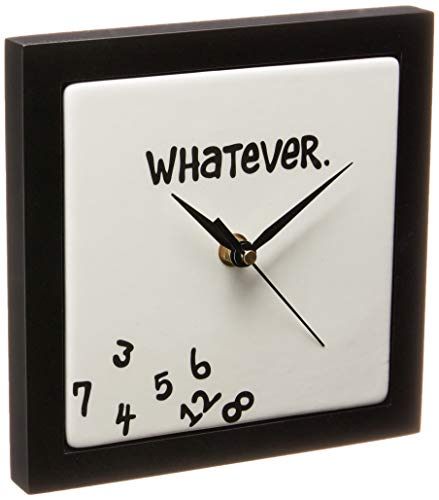 Enesco Whatever. Scrambled Numbers Always Late 7.5 x 7.5 Inch Square Hanging Wall Clock