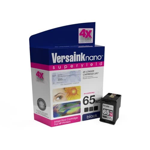 VersaInk-Nano HP 65 MS MICR Black Ink Cartridge for Check Printing, 1