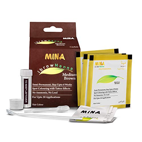 Mina ibrow Hair Color Medium Brown|Natural Spot coloring Hair Tinting Powder, Water and Smudge Proof | No Ammonia, No Lead with 100% Gray Converge|Vegan and Cruelty free