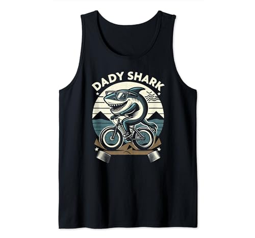 Daddy shark funny shark tee bicycle cyclist Tank Top