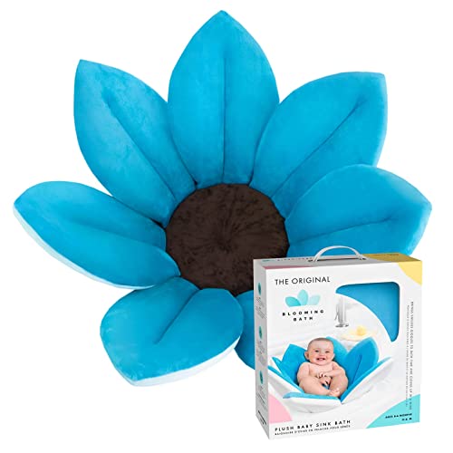 Blooming Bath Baby Bath Seat - Baby Tubs for Newborn Infants to Toddler 0 to 6 Months and Up - Baby Essentials Must Haves - The Original Washer-Safe Flower Seat (Original, Blue)