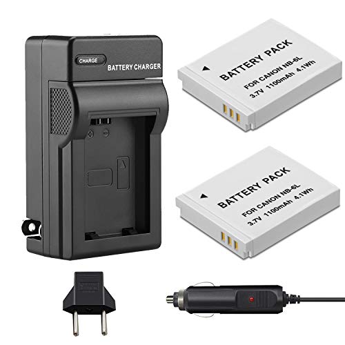 Venwo 2 Pack NB-6L/NB-6LH Battery and Charger kit Compatible with Canon PowerShot SX540 HS, SX530 HS, SX520 HS, SX510 HS, SX500 HS, SX170 is,SX700 HS, SX710 HS,SX610 HS, SX600 HS, S120, D20, D30, S90
