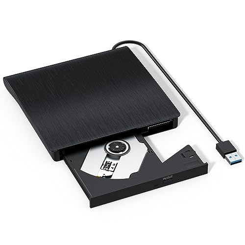 External CD/DVD Drive for Laptop, USB dvd drive USB 3.0 CD Burner Portable CD/DVD, DVD Player for Laptop Reader Writer, Compatible with Laptop Desktop PC MacBook Mac Windows Linux OS (Black-)